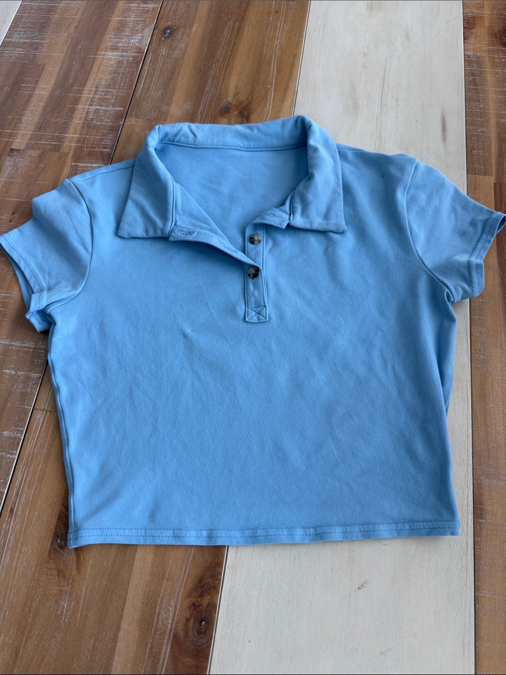 ALO Yoga Light Blue Polo Crop Top